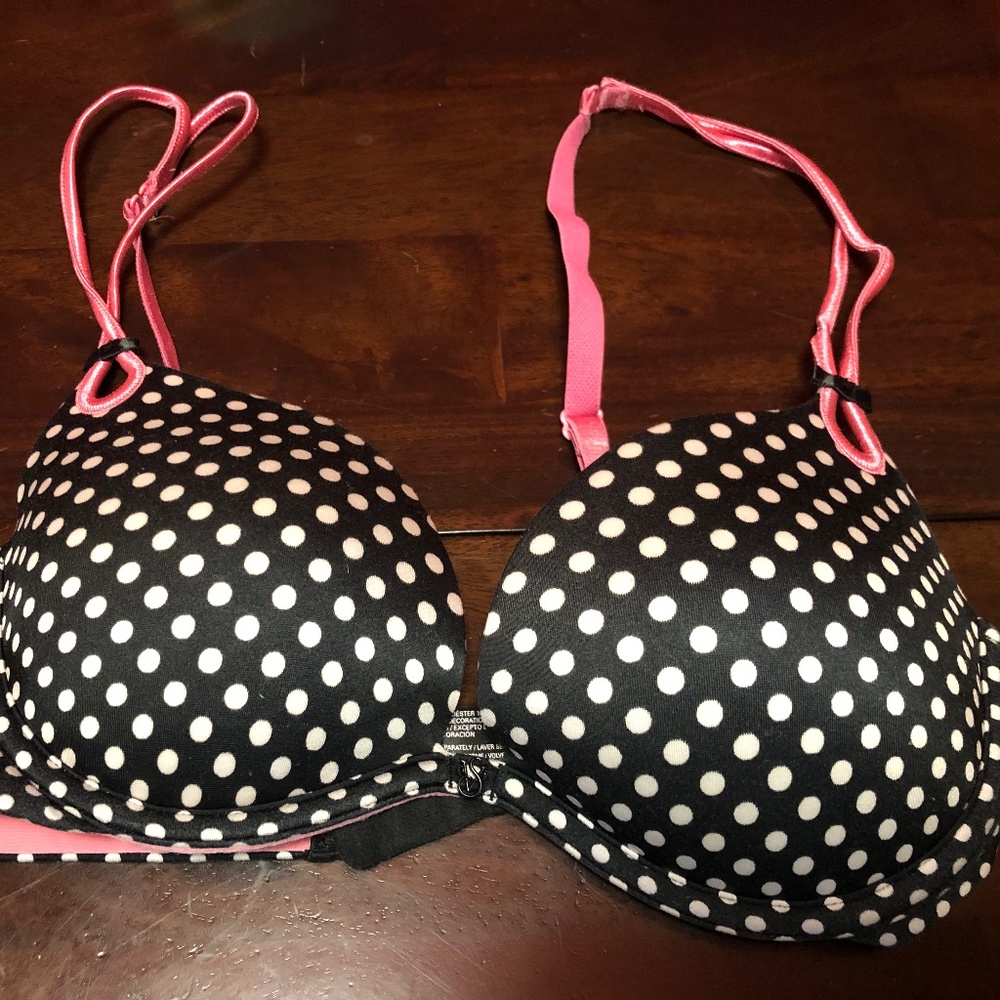 Victoria's Secret Sexy Little Things Black and White Polka Dot Bra, Size 32C